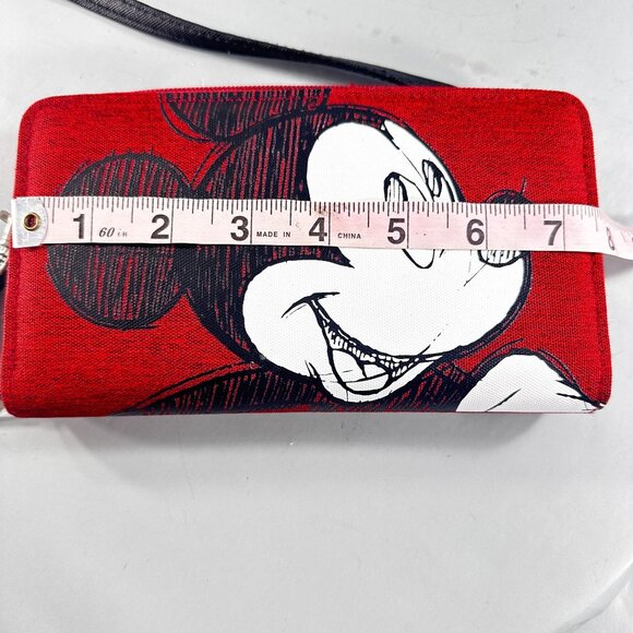 Disney Mickey Mouse Wallet Sketch Convertible Crossbody Embroidered Purse - Picture 2 of 16